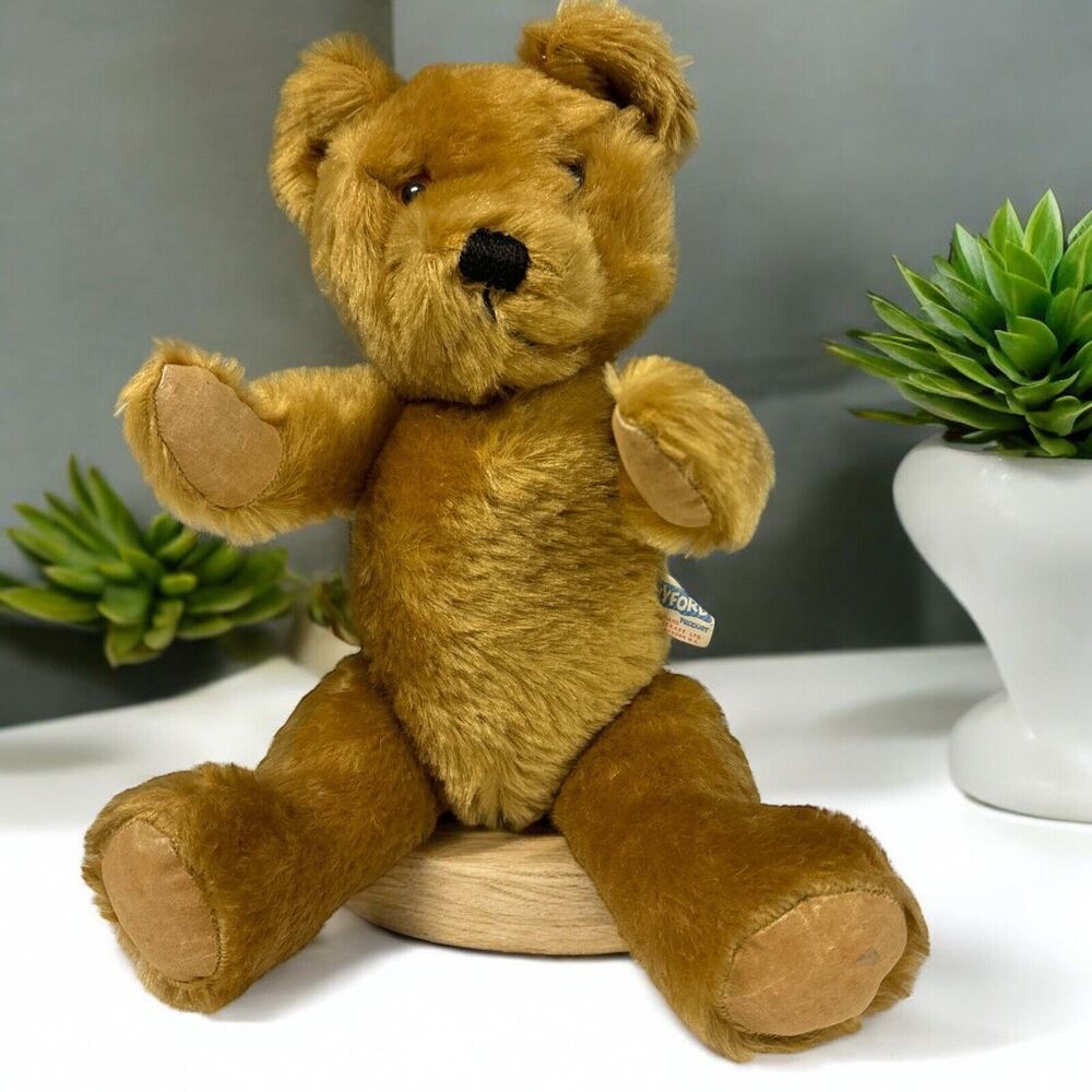 Vtg Antique TWYFORD Teddy Bear Tan 16” Jointed London England Acton Toycraft